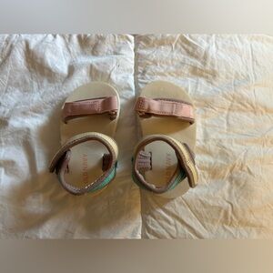 Old Navy Pink and Tan Sandals with Adjustable Straps, 12-18mo